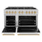 Autograph Edition 48 In. 6.7 Cu. Ft. Classic Double Oven Gas Range With 8 Burner Cooktop In Satin Stainless Steel With White Matte Doors And Polished Gold Accents