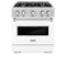 30 In. 4.2 Cu. Ft. Classic Gas Range With 4 Burner Cooktop And Convection Gas Oven In Stainless Steel With White Matte Door