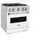 30 In. 4.2 Cu. Ft. Classic Gas Range With 4 Burner Cooktop And Convection Gas Oven In Stainless Steel With White Matte Door