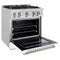30 In. 4.2 Cu. Ft. Classic Gas Range With 4 Burner Cooktop And Convection Gas Oven In Stainless Steel With White Matte Door