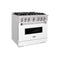 36 In. 5.2 Cu. Ft. Classic Gas Range With 6 Burner Cooktop And Convection Gas Oven In Stainless Steel With White Matte Door