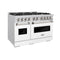 48 In. 6.7 Cu. Ft. Classic Double Oven Gas Range With 8 Burner Cooktop In Stainless Steel With White Matte Doors