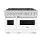 48 In. 6.7 Cu. Ft. Classic Double Oven Gas Range With 8 Burner Cooktop In Stainless Steel With White Matte Doors