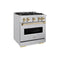 Autograph Edition 30 In. 4.2 Cu. Ft. Classic Gas Range With 4 Burner Cooktop And Convection Gas Oven In Stainless Steel And Champagne Bronze Accents