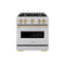 Autograph Edition 30 In. 4.2 Cu. Ft. Classic Gas Range With 4 Burner Cooktop And Convection Gas Oven In Stainless Steel And Champagne Bronze Accents