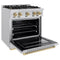 Autograph Edition 30 In. 4.2 Cu. Ft. Classic Gas Range With 4 Burner Cooktop And Convection Gas Oven In Stainless Steel And Champagne Bronze Accents