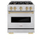 Autograph Edition 30 In. 4.2 Cu. Ft. Classic Gas Range With 4 Burner Cooktop And Convection Gas Oven In Stainless Steel And Champagne Bronze Accents