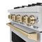 Autograph Edition 30 In. 4.2 Cu. Ft. Classic Gas Range With 4 Burner Cooktop And Convection Gas Oven In Stainless Steel And Champagne Bronze Accents