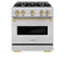 Autograph Edition 30 In. 4.2 Cu. Ft. Classic Gas Range With 4 Burner Cooktop And Convection Gas Oven In Stainless Steel And Champagne Bronze Accents