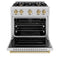 Autograph Edition 30 In. 4.2 Cu. Ft. Classic Gas Range With 4 Burner Cooktop And Convection Gas Oven In Stainless Steel And Champagne Bronze Accents