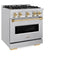 Autograph Edition 30 In. 4.2 Cu. Ft. Classic Gas Range With 4 Burner Cooktop And Convection Gas Oven In Stainless Steel And Polished Gold Accents