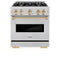 Autograph Edition 30 In. 4.2 Cu. Ft. Classic Gas Range With 4 Burner Cooktop And Convection Gas Oven In Stainless Steel And Polished Gold Accents