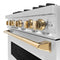 Autograph Edition 30 In. 4.2 Cu. Ft. Classic Gas Range With 4 Burner Cooktop And Convection Gas Oven In Stainless Steel And Polished Gold Accents