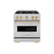 Autograph Edition 30 In. 4.2 Cu. Ft. Classic Gas Range With 4 Burner Cooktop And Convection Gas Oven In Stainless Steel And Polished Gold Accents