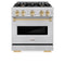 Autograph Edition 30 In. 4.2 Cu. Ft. Classic Gas Range With 4 Burner Cooktop And Convection Gas Oven In Stainless Steel And Polished Gold Accents