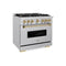 Autograph Edition 36 In. 5.2 Cu. Ft. Classic Gas Range With 6 Burner Cooktop And Convection Gas Oven In Stainless Steel And Champagne Bronze Accents
