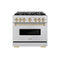 Autograph Edition 36 In. 5.2 Cu. Ft. Classic Gas Range With 6 Burner Cooktop And Convection Gas Oven In Stainless Steel And Champagne Bronze Accents