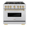 Autograph Edition 36 In. 5.2 Cu. Ft. Classic Gas Range With 6 Burner Cooktop And Convection Gas Oven In Stainless Steel And Champagne Bronze Accents