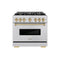 Autograph Edition 36 In. 5.2 Cu. Ft. Classic Gas Range With 6 Burner Cooktop And Convection Gas Oven In Stainless Steel And Champagne Bronze Accents