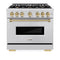 Autograph Edition 36 In. 5.2 Cu. Ft. Classic Gas Range With 6 Burner Cooktop And Convection Gas Oven In Stainless Steel And Champagne Bronze Accents