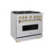 Autograph Edition 36 In. 5.2 Cu. Ft. Classic Gas Range With 6 Burner Cooktop And Convection Gas Oven In Stainless Steel And Champagne Bronze Accents