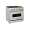Autograph Edition 36 In. 5.2 Cu. Ft. Classic Gas Range With 6 Burner Cooktop And Convection Gas Oven In Stainless Steel And Polished Gold Accents
