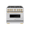 Autograph Edition 36 In. 5.2 Cu. Ft. Classic Gas Range With 6 Burner Cooktop And Convection Gas Oven In Stainless Steel And Polished Gold Accents