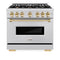 Autograph Edition 36 In. 5.2 Cu. Ft. Classic Gas Range With 6 Burner Cooktop And Convection Gas Oven In Stainless Steel And Polished Gold Accents