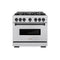 Autograph Edition 36 In. 5.2 Cu. Ft. Classic Gas Range With 6 Burner Cooktop And Convection Gas Oven In Stainless Steel And Matte Black Accents