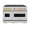 Autograph Edition 48 In. 6.7 Cu. Ft. Classic Double Oven Gas Range With 8 Burner Cooktop In Stainless Steel And Polished Gold Accents