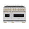 Autograph Edition 48 In. 6.7 Cu. Ft. Classic Double Oven Gas Range With 8 Burner Cooktop In Stainless Steel And Polished Gold Accents