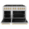 Autograph Edition 48 In. 6.7 Cu. Ft. Classic Double Oven Gas Range With 8 Burner Cooktop In Stainless Steel And Polished Gold Accents