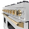 Autograph Edition 48 In. 6.7 Cu. Ft. Classic Double Oven Gas Range With 8 Burner Cooktop In Stainless Steel And Polished Gold Accents