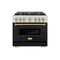 Autograph Edition 36 In. 5.2 Cu. Ft. Classic Gas Range With 6 Burner Cooktop And Convection Gas Oven In Stainless Steel With Black Matte Door And Champagne Bronze Accents