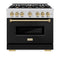 Autograph Edition 36 In. 5.2 Cu. Ft. Classic Gas Range With 6 Burner Cooktop And Convection Gas Oven In Stainless Steel With Black Matte Door And Champagne Bronze Accents