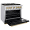 Autograph Edition 36 In. 5.2 Cu. Ft. Classic Gas Range With 6 Burner Cooktop And Convection Gas Oven In Stainless Steel With Black Matte Door And Champagne Bronze Accents