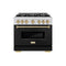 Autograph Edition 36 In. 5.2 Cu. Ft. Classic Gas Range With 6 Burner Cooktop And Convection Gas Oven In Stainless Steel With Black Matte Door And Champagne Bronze Accents