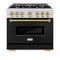 Autograph Edition 36 In. 5.2 Cu. Ft. Classic Gas Range With 6 Burner Cooktop And Convection Gas Oven In Stainless Steel With Black Matte Door And Champagne Bronze Accents