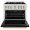 Autograph Edition 36 In. 5.2 Cu. Ft. Classic Gas Range With 6 Burner Cooktop And Convection Gas Oven In Stainless Steel With Black Matte Door And Champagne Bronze Accents