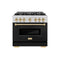 Autograph Edition 36 In. 5.2 Cu. Ft. Classic Gas Range With 6 Burner Cooktop And Convection Gas Oven In Stainless Steel With Black Matte Door And Polished Gold Accents
