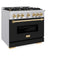 Autograph Edition 36 In. 5.2 Cu. Ft. Classic Gas Range With 6 Burner Cooktop And Convection Gas Oven In Stainless Steel With Black Matte Door And Polished Gold Accents