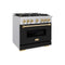 Autograph Edition 36 In. 5.2 Cu. Ft. Classic Gas Range With 6 Burner Cooktop And Convection Gas Oven In Stainless Steel With Black Matte Door And Polished Gold Accents