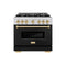 Autograph Edition 36 In. 5.2 Cu. Ft. Classic Gas Range With 6 Burner Cooktop And Convection Gas Oven In Stainless Steel With Black Matte Door And Polished Gold Accents