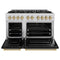 Autograph Edition 48 In. 6.7 Cu. Ft. Classic Double Oven Gas Range With 8 Burner Cooktop In Stainless Steel With Black Matte Doors And Champagne Bronze Accents