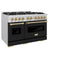 Autograph Edition 48 In. 6.7 Cu. Ft. Classic Double Oven Gas Range With 8 Burner Cooktop In Stainless Steel With Black Matte Doors And Champagne Bronze Accents