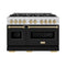 Autograph Edition 48 In. 6.7 Cu. Ft. Classic Double Oven Gas Range With 8 Burner Cooktop In Stainless Steel With Black Matte Doors And Champagne Bronze Accents