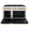 Autograph Edition 48 In. 6.7 Cu. Ft. Classic Double Oven Gas Range With 8 Burner Cooktop In Stainless Steel With Black Matte Doors And Polished Gold Accents