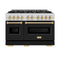 Autograph Edition 48 In. 6.7 Cu. Ft. Classic Double Oven Gas Range With 8 Burner Cooktop In Stainless Steel With Black Matte Doors And Polished Gold Accents