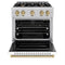 Autograph Edition 30 In. 4.2 Cu. Ft. Classic Gas Range With 4 Burner Cooktop And Convection Gas Oven In Stainless Steel With White Matte Door And Champagne Bronze Accents