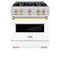 Autograph Edition 30 In. 4.2 Cu. Ft. Classic Gas Range With 4 Burner Cooktop And Convection Gas Oven In Stainless Steel With White Matte Door And Polished Gold Accents